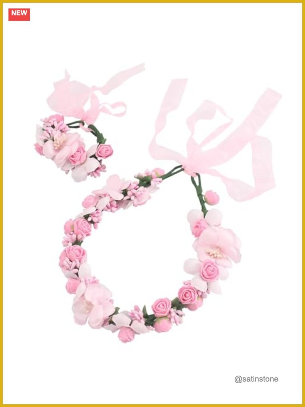 Floral Crown Wrist Bands Set Wedding Hair Accessories Adjustable Headband